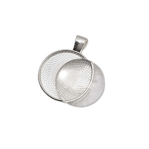 Miraclekoo 40 Pcs Silver Round Pendant Trays with Glass Cabochons 25 mm Blanks Bezel Trays Set for Photo Pendant Resin Craft Jewelry Making - Image 4