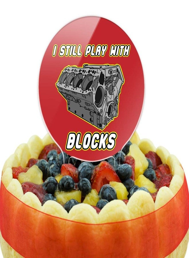 GRAPHICS & MORE Acrylic I Still Play With Blocks Automotive Mechanic Car Engine Cake Topper Party Decoration for Wedding Anniversary Birthday Graduation - Image 5