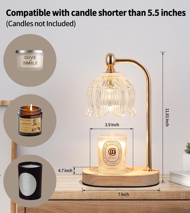 MEIXISUE Candle Warmer Lamp with Timer and Dimmer,Electric Gold Light Gifts for Women Melt Wax Warmer Lamp with 2 Bulbs for Candle Jars House Warming New Home Decor Bedroom - Image 5