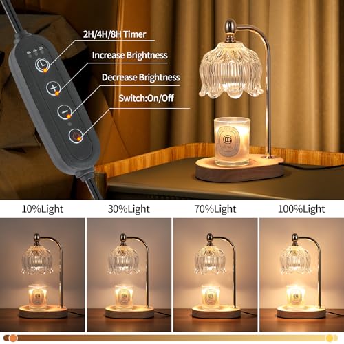 MEIXISUE Candle Warmer Lamp with Timer and Dimmer,Electric Gold Light Gifts for Women Melt Wax Warmer Lamp with 2 Bulbs for Candle Jars House Warming New Home Decor Bedroom - Image 4