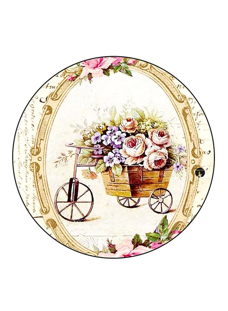 RKN Flowers Printed Mouse Pad  Round  Multicolour