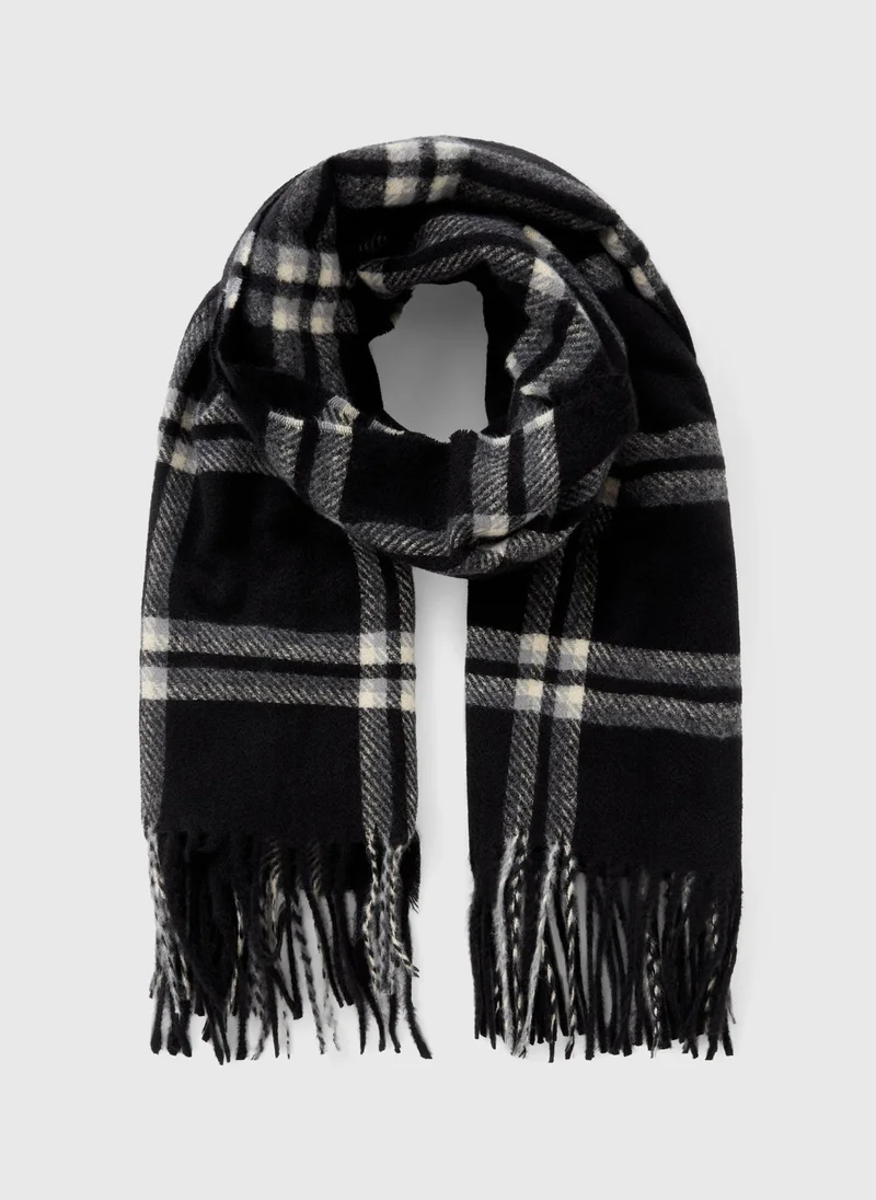 Black Dark Check Scarf