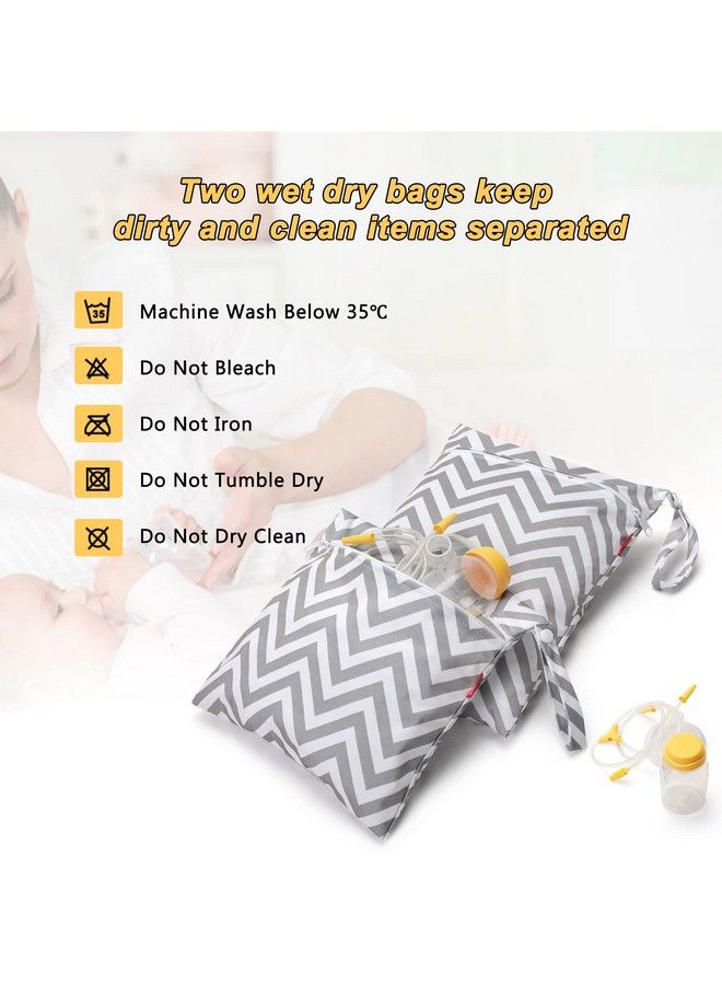 Damero حقيبة قطع مضخة الثدي 2 حزمة حقيبة مبللة لتخزين قطع مضخة الثدي مع حصيرة مقاومة للماء رمادي شيفرون - Image 5