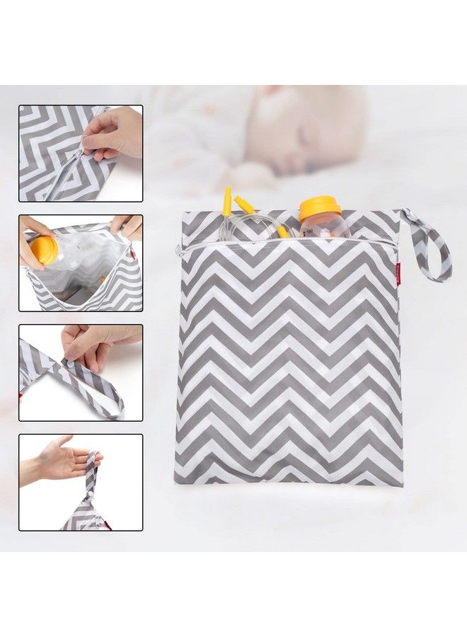 Damero حقيبة قطع مضخة الثدي 2 حزمة حقيبة مبللة لتخزين قطع مضخة الثدي مع حصيرة مقاومة للماء رمادي شيفرون - Image 3