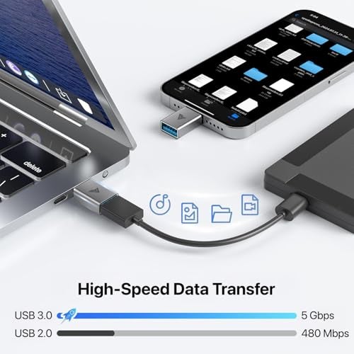 DR VAKU® Plugease Type-C to USB-A OTG Adapter Connector USB 3.0 Fast Charging 5 Gbps High-Speed Data Transfer Compatible with Keyboard, Mouse, MacBook, Pendrive, Hard Disk, Tablet & Laptop–Silver - Image 5
