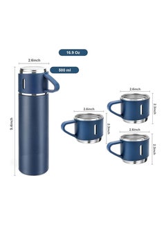 TIGER 500ml Stainless Steel Vacuum Thermos Flask with Silicone Handle – Insulated Water Set with 2 Stainless Steel Cups for Hot & Cold Drinks – Ideal for Outdoor Travel, Camping, Hiking | Gift Box Set (2 PACK) BLUE.  - Image 3