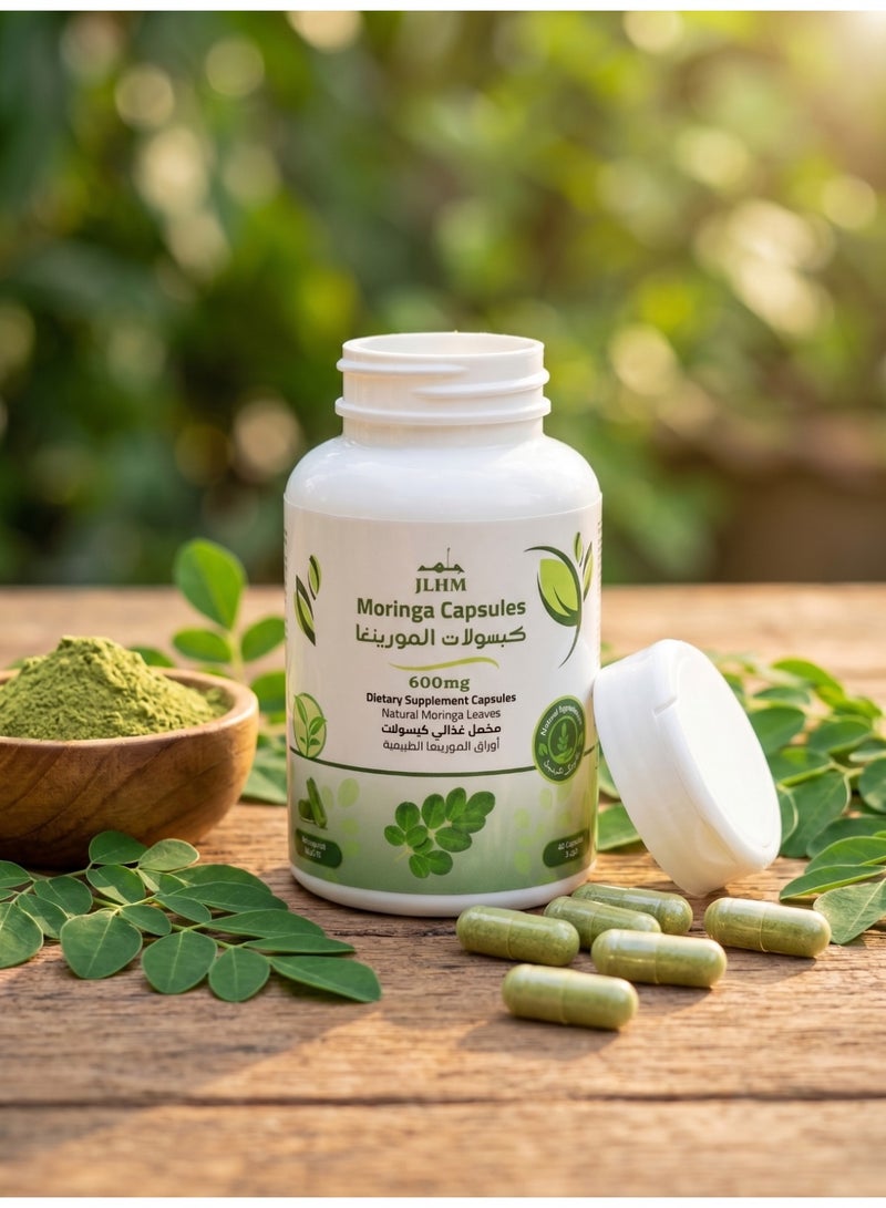JLHM Moringa Capsules 600 mg – Natural Moringa Leaf Dietary Supplement, 60 Capsules, Plant-Based Formula for Daily Wellness Support - Image 4