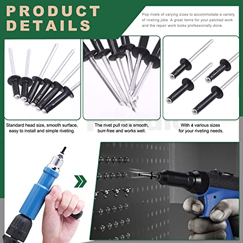 Keadic مجموعة كيديك 80 قطعة من المسامير العمياء، 4 أحجام من المسامير السوداء القابلة للانفجار (9/16"، 3/4"، 13/16"، 1")، مسامير عمياء من الألمنيوم ذات فلانج كبيرة للأثاث المعدني - Image 4