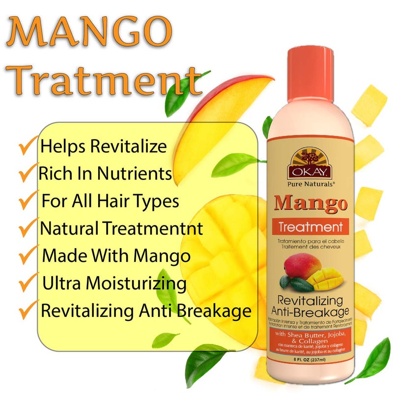 Okay Mango Revitalizing Anti-Breakage Treatment, For All Hair Types, Revitalize, 8 Fl Oz - Image 3