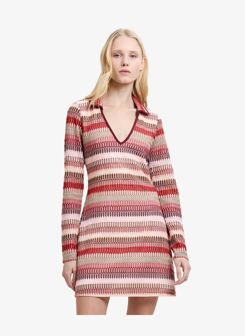 فرنش كونكشن Women's Brick Red Multi Charleen Crochet Mini Dress