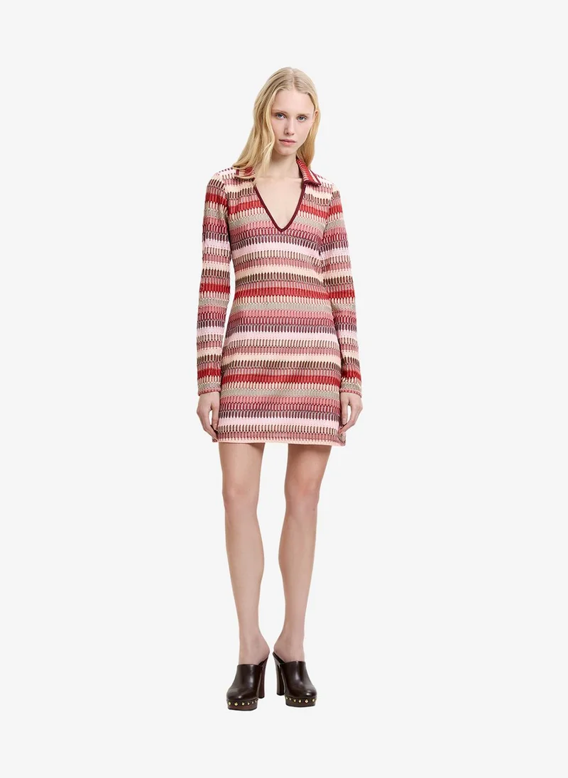 فرنش كونكشن Women's Brick Red Multi Charleen Crochet Mini Dress