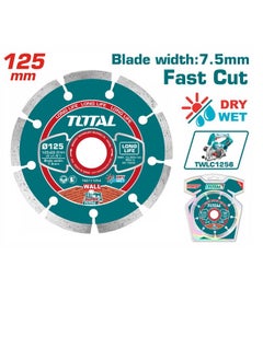 TOTAL TOTAL 5" Diamond Cutting Disc 125mm – Blade Width 7.5mm, Fits TWLC1256 & UTWLC1256 – High-Performance Disc for Tile, Ceramic & Stone Cutting 