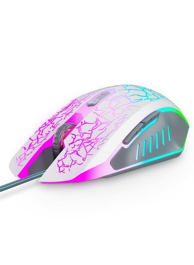 VersionTECH Wired Gaming Mouse, Ergonomic USB Optical Mouse Mice with Chroma RGB Backlit, 1200 to 3600 DPI for Laptop PC Computer Games & Work –White - Image 1