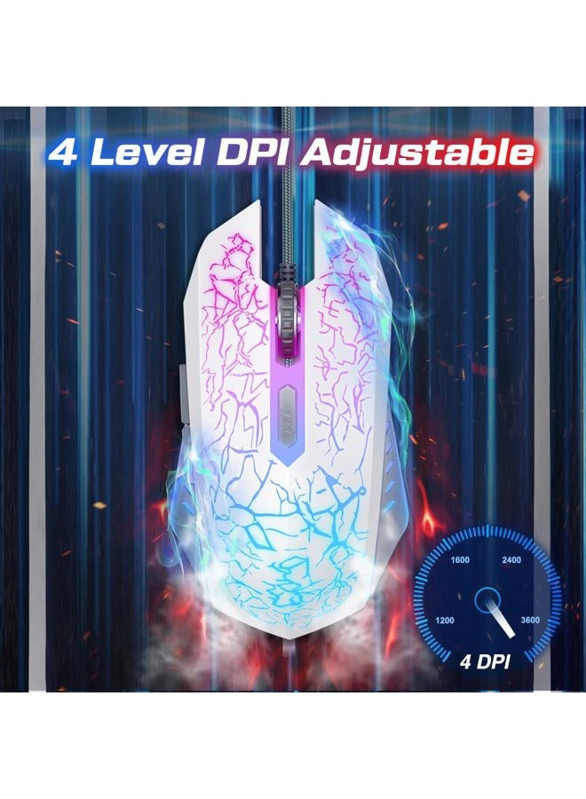 VersionTECH Wired Gaming Mouse, Ergonomic USB Optical Mouse Mice with Chroma RGB Backlit, 1200 to 3600 DPI for Laptop PC Computer Games & Work –White - Image 2