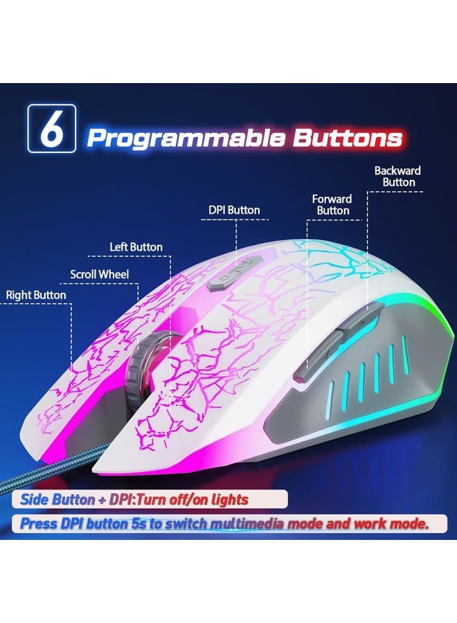 VersionTECH Wired Gaming Mouse, Ergonomic USB Optical Mouse Mice with Chroma RGB Backlit, 1200 to 3600 DPI for Laptop PC Computer Games & Work –White - Image 5