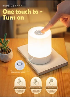 VIO Small Portable LED Table Desk Lamp Bedside Night Light with Touch Sensor 3 Color Dimmable Rechargeable Cordless One Touch Decorative Perfect for Home Baby Nursery Kids Room Bedroom Night Feeding Camping Restaurant Bar  - Image 2