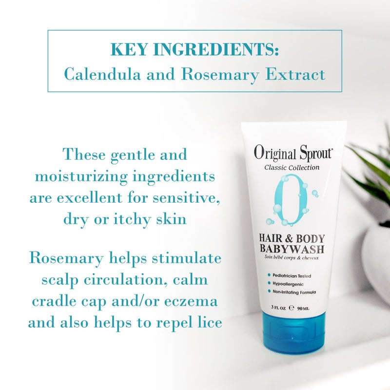Original Sprout Baby Shampoo and Body Wash, Hypoallergenic Formula with Organic Calendula  Rosemary for Sensitive Hair  Skin, 12 oz. Bottle - Image 3