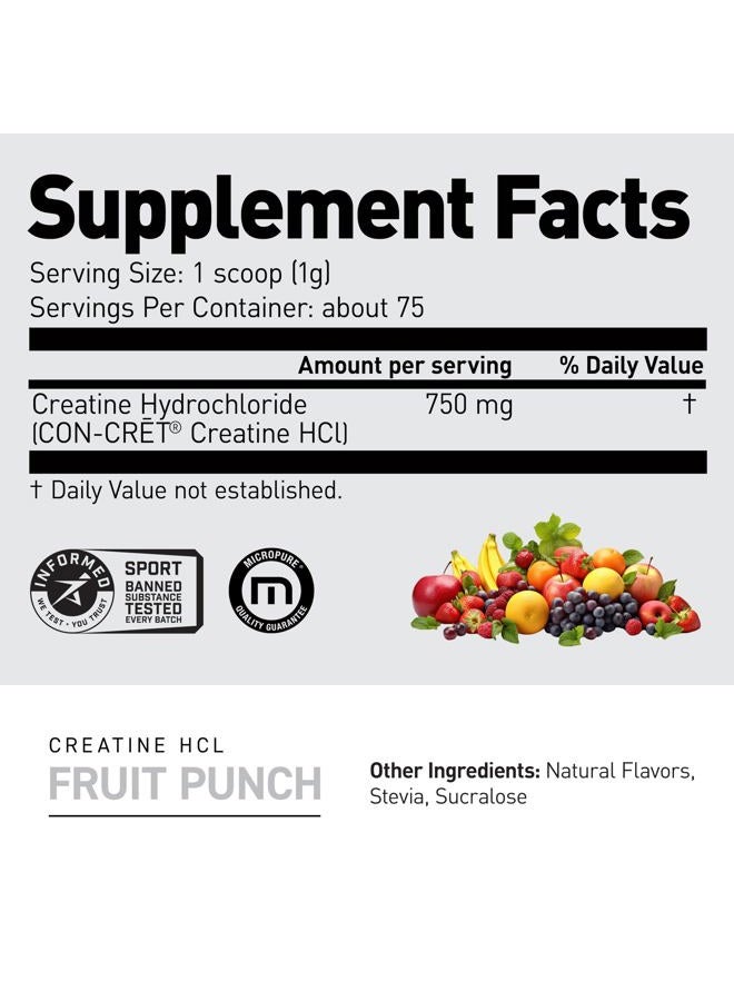KAGED MUSCLE Creatine HCl Powder, Fruit Punch, Supports Muscle Growth and Recovery, Patented Creatine Hydrochloride Formula, Easy Digestion and Enhanced Muscle Absorption, 75 Servings - Image 2