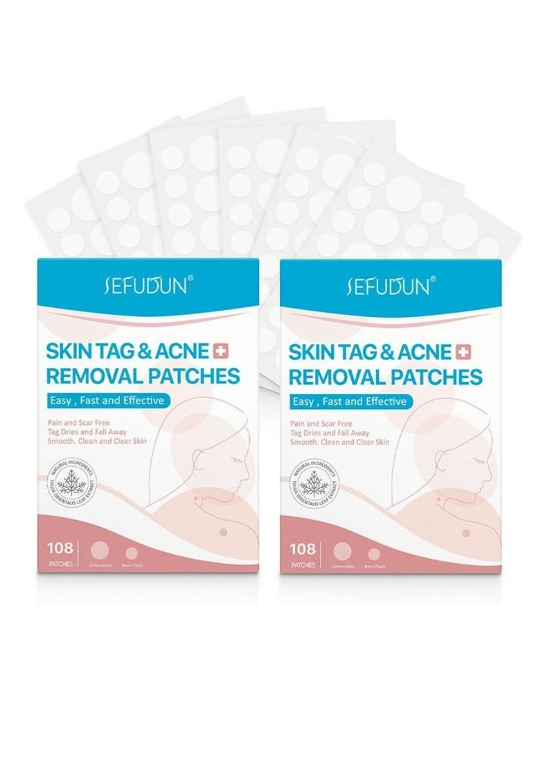 Sefudun 108 Pieces Skin Tag Remover Patches Acne Tag Mole Remover Patch Natural Safe Effective Skin Tag Removal Patches to Remove Acne Dark Spot Wart for Face and Body  - Image 2