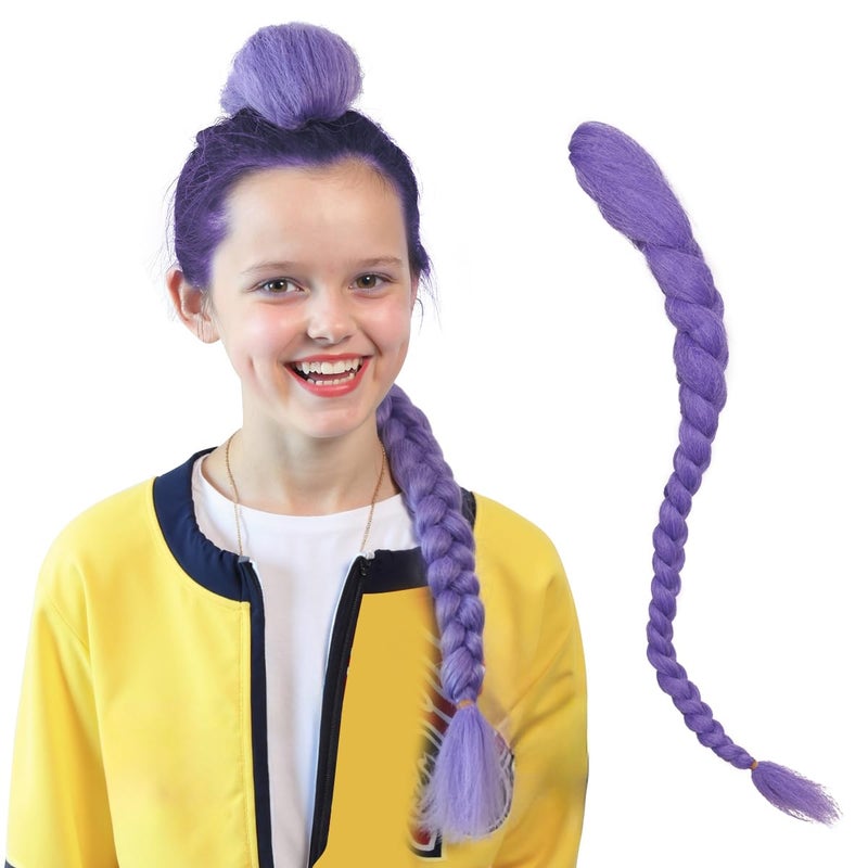 FantaLook Long Purple Braided Cosplay Wig Dress up Accessories with Clips for HalloweenOnly Braid - Image 2