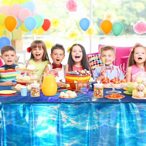 Hallswl 1 Roll 100ft x 54 Inch Iridescent Under The Sea Tablecloth Ocean Wave Tablecloth Plastic Disposable Iridescent Table Covers Backdrop for Ocean Under The Sea Mermaid Pool Beach Party Decorations - Image 5