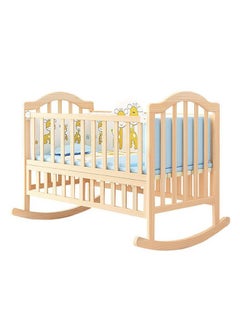 Soft Touch Multifunctional Baby Crib Infant Bassinet Portable Wooden Baby Cot with Wheels and Mosquito Net  - Image 2