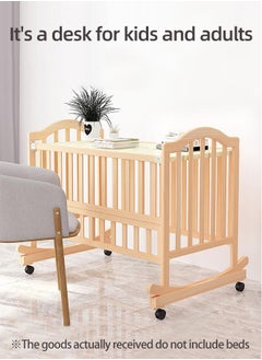 Soft Touch Multifunctional Baby Crib Infant Bassinet Portable Wooden Baby Cot with Wheels and Mosquito Net  - Image 5