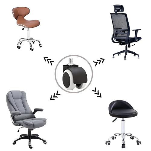 Breewell Threaded Twin Castor Nylon Revolving Chair Wheel (Black) - Set of 5 - Image 5