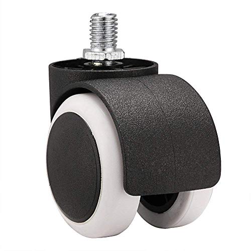 Breewell Threaded Twin Castor Nylon Revolving Chair Wheel (Black) - Set of 5 - Image 1