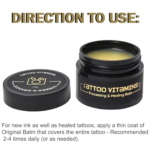 Sinner's Rabbit Tattoo Vitamin A&D Ointment 1oz – Healing Balm for New Tattoos, Aftercare Moisturizer, Tattoo Shine Enhancer & Skin Protection - Image 3