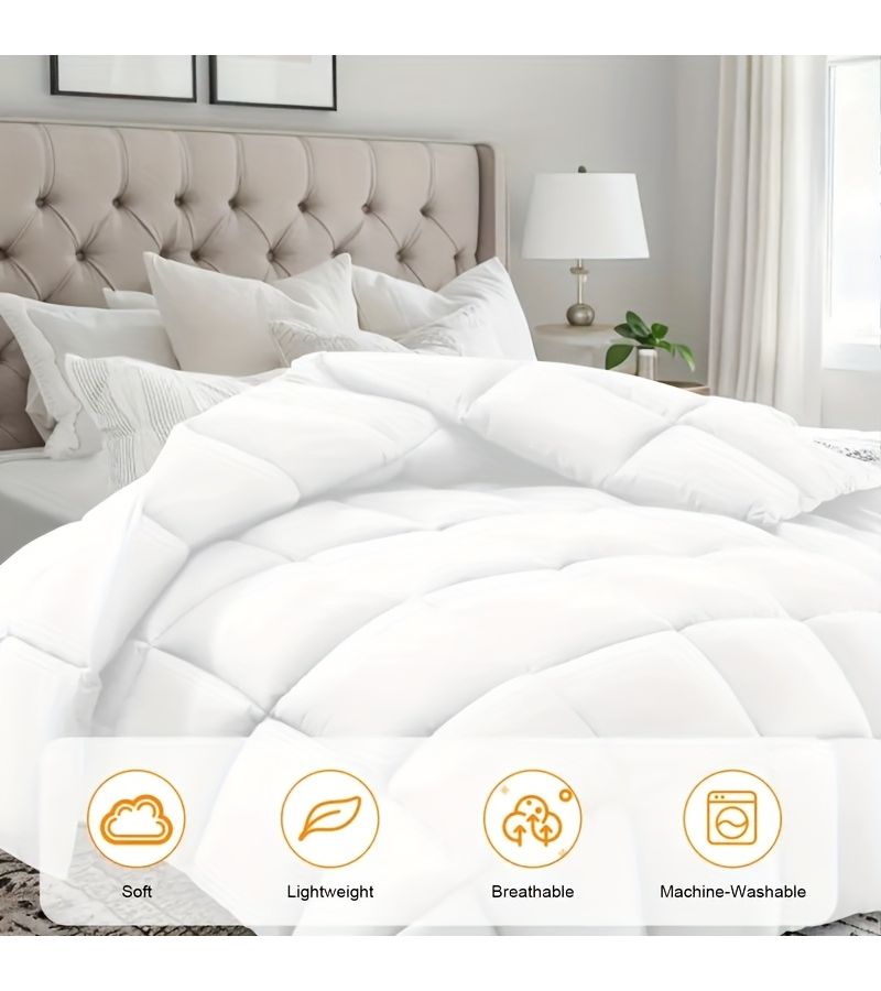 Milky All Season Luxury Quilted Comforter Soft Breathable Lightweight Bedding Machine Washable - Image 2