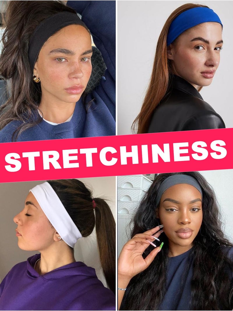DRESHOW 8 Pack Sports Headbands for Women Non-Slip Stretchy Fashion HairBand Curly Hair Headband Soft Hair Accessories for Daily Wear Workout Yoga Running - Image 3