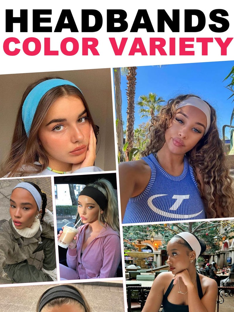 DRESHOW 8 Pack Sports Headbands for Women Non-Slip Stretchy Fashion HairBand Curly Hair Headband Soft Hair Accessories for Daily Wear Workout Yoga Running - Image 2