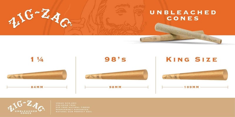 Zigzag Pre Rolled Cones 98’s Size (100 Pack) Unbleached - Slow Burning Pre Rolled Cones with Tips & Packing Tubes Included - Bulk Pack - Image 4
