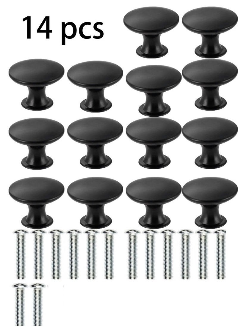 Generic 14 PCS Vintage Antique Black Knobs Handle Pulls, 30mm Brass Round Knobs for Cabinet Drawer Kitchen, Bathroom, Cupboard, Home Office Furniture (Black)  - Image 1