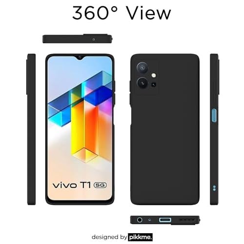 Pikkme Back Cover for Vivo T1 5G/Vivo Y75 5G/IQOO Z6 5G | Slim Soft Matte Silicone Cover with Camera Protection & Shockproof Bumper Case (Black) - Image 4