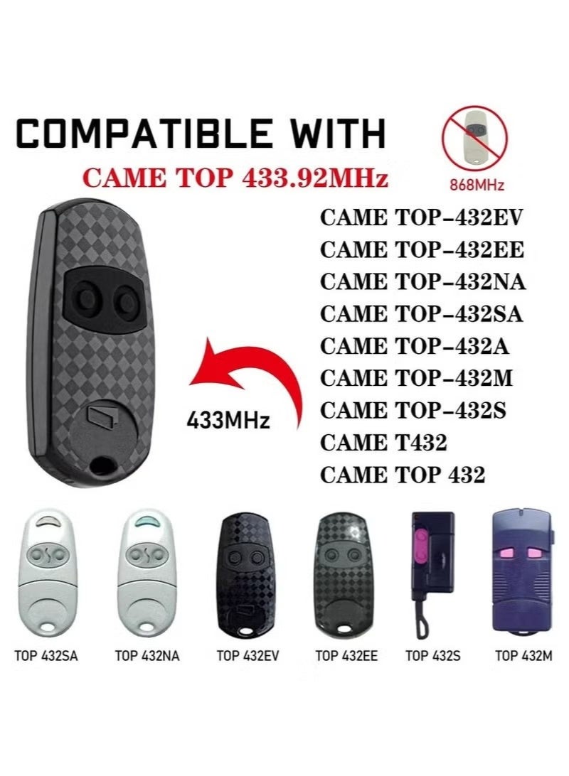 433.92 MHz Garage Remote Control, Compatible with CAME TOP-432EE, TOP-432EV, TOP-432NA, TOP-432SA, Hand Held Gate Key Fobs, 2 Channel Door Remote, Radio Cloning Remote - Image 1