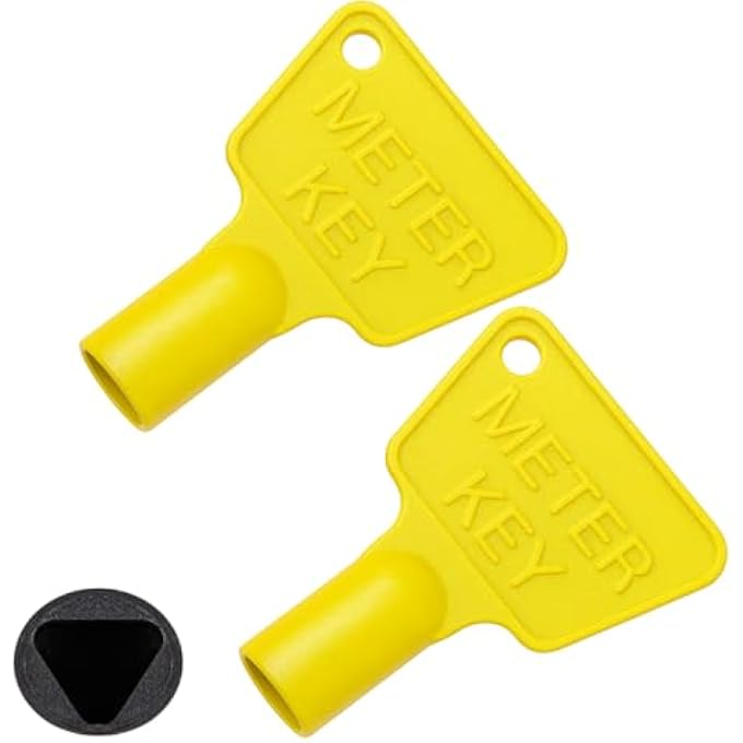 2 YELLOW TRIANGULAR ELECTRIC GAS METER BOX KEY - Image 1