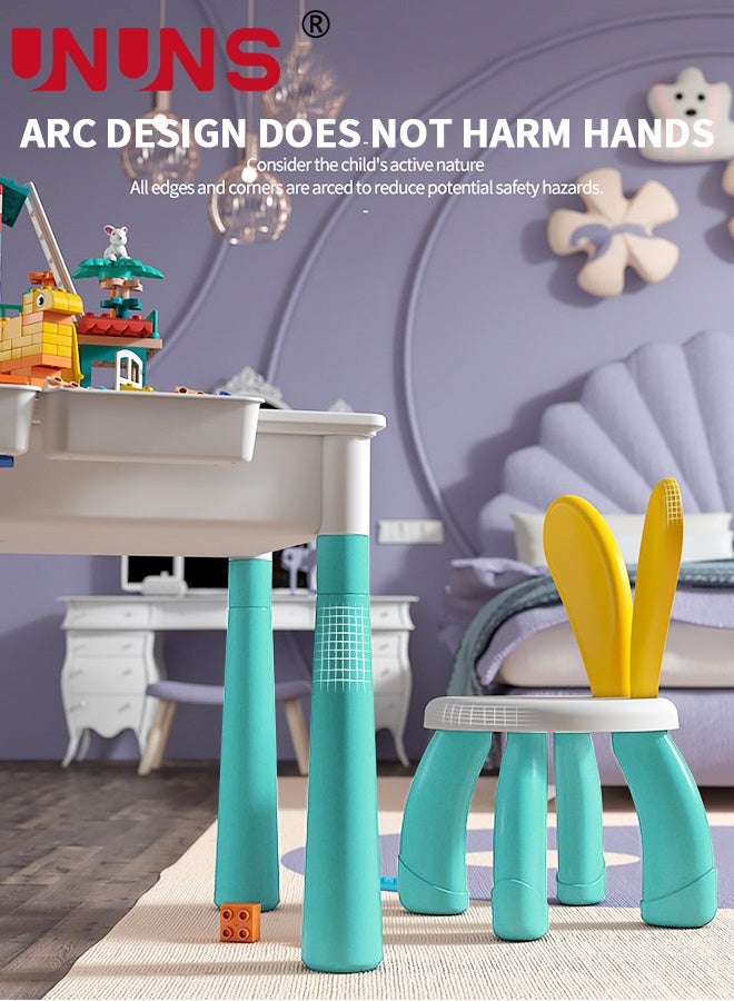 UNUNS طاولة نشاط صغيرة للأطفال من 1-3 سنوات، طاولة وكرسي متعدد الوظائف للأطفال، طاولة وكرسي بتنسيق ألوان الماكرون، ألعاب بناء، لعبة مسار كرات، رمل وماء، عجين ملون، رسم وتعلم، طاولة نشاط دراسية للأولاد والبنات - Image 4