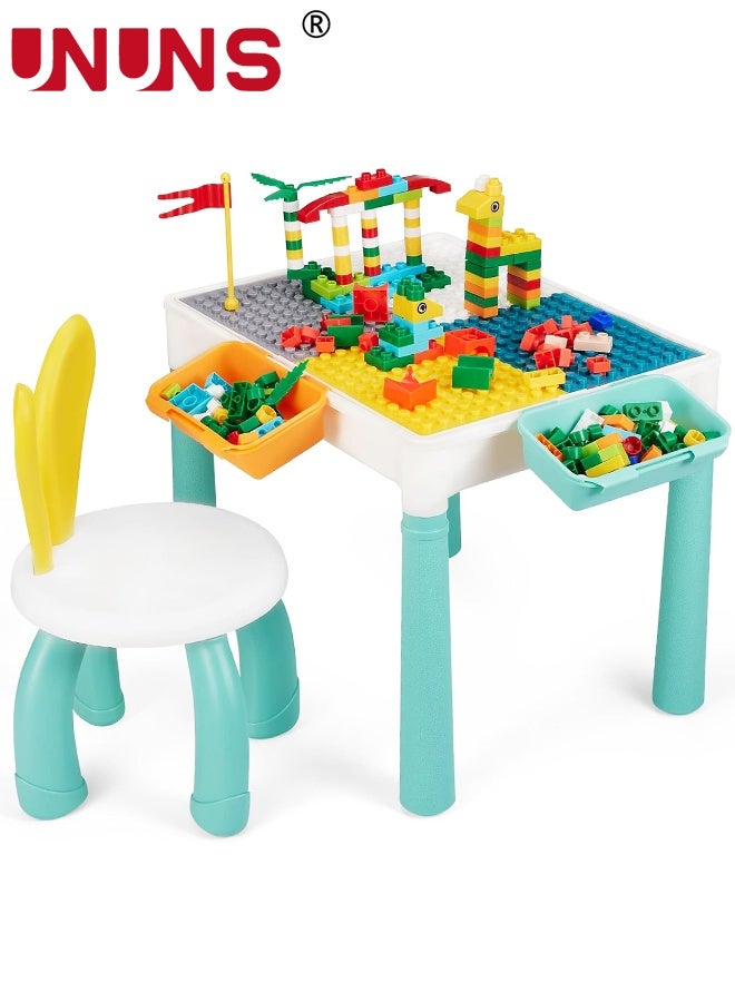 UNUNS طاولة نشاط صغيرة للأطفال من 1-3 سنوات، طاولة وكرسي متعدد الوظائف للأطفال، طاولة وكرسي بتنسيق ألوان الماكرون، ألعاب بناء، لعبة مسار كرات، رمل وماء، عجين ملون، رسم وتعلم، طاولة نشاط دراسية للأولاد والبنات - Image 1