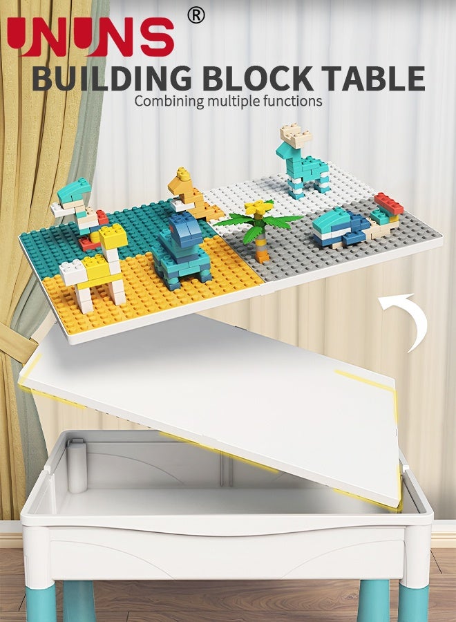 UNUNS طاولة نشاط صغيرة للأطفال من 1-3 سنوات، طاولة وكرسي متعدد الوظائف للأطفال، طاولة وكرسي بتنسيق ألوان الماكرون، ألعاب بناء، لعبة مسار كرات، رمل وماء، عجين ملون، رسم وتعلم، طاولة نشاط دراسية للأولاد والبنات - Image 2