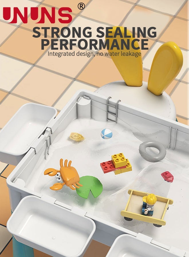 UNUNS طاولة نشاط صغيرة للأطفال من 1-3 سنوات، طاولة وكرسي متعدد الوظائف للأطفال، طاولة وكرسي بتنسيق ألوان الماكرون، ألعاب بناء، لعبة مسار كرات، رمل وماء، عجين ملون، رسم وتعلم، طاولة نشاط دراسية للأولاد والبنات - Image 3