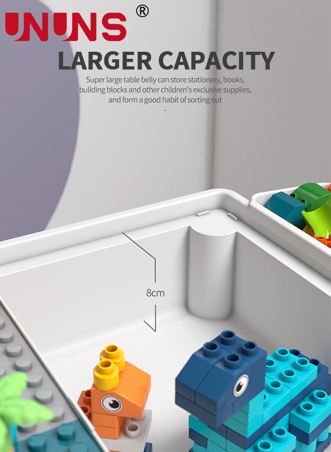 UNUNS طاولة نشاط صغيرة للأطفال من 1-3 سنوات، طاولة وكرسي متعدد الوظائف للأطفال، طاولة وكرسي بتنسيق ألوان الماكرون، ألعاب بناء، لعبة مسار كرات، رمل وماء، عجين ملون، رسم وتعلم، طاولة نشاط دراسية للأولاد والبنات - Image 5