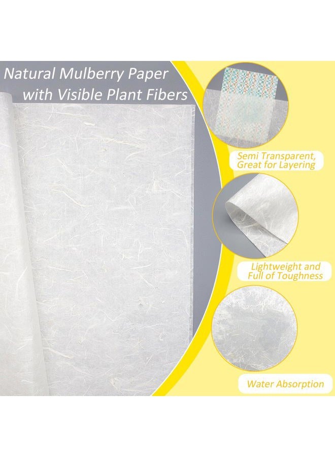 Benvo 50 Sheets A4 Natural Mulberry Paper Visible Plant Fibers Rice Paper Printable Decoupage Tissue Paper Sheets for Writing, Painting, Card Making, DIY Crafts(8.3x11.7in, Semi Transparent Off White) - Image 3