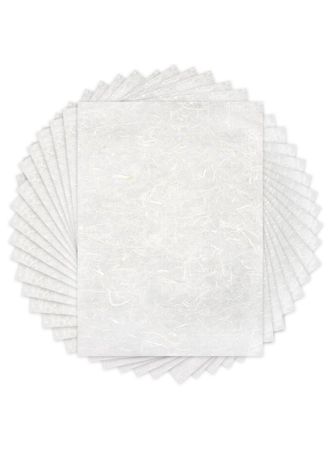 Benvo 50 Sheets A4 Natural Mulberry Paper Visible Plant Fibers Rice Paper Printable Decoupage Tissue Paper Sheets for Writing, Painting, Card Making, DIY Crafts(8.3x11.7in, Semi Transparent Off White) - Image 1
