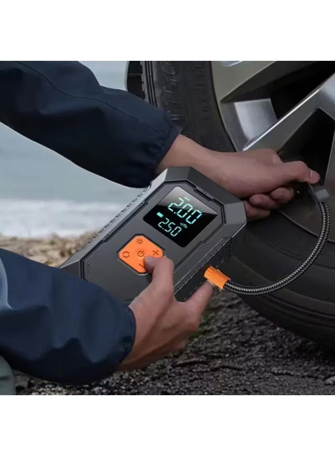 4-in-1 Car Jump Starter with Air Compressor, 1000A Peak 150PSI Portable Battery Booster, 6000mAh Power Bank, Digital Display, Emergency Light – For 4.0L Gas & 2.5L Diesel Engines - Image 4