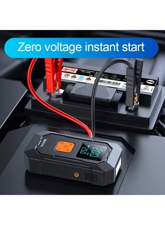 4-in-1 Car Jump Starter with Air Compressor, 1000A Peak 150PSI Portable Battery Booster, 6000mAh Power Bank, Digital Display, Emergency Light – For 4.0L Gas & 2.5L Diesel Engines - Image 3