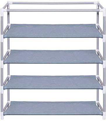 ROBMOB® 4 Tier Metal Shoe Rack with Embossed Fabric Cover & Roll-Up Door | Space Saving Collapsible Shoe Organizer Cabinet for Home, Office, PG & Outdoor Use | Dustproof Storage Stand (Green) - Image 2