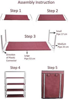 ROBMOB® 4 Tier Metal Shoe Rack with Embossed Fabric Cover & Roll-Up Door | Space Saving Collapsible Shoe Organizer Cabinet for Home, Office, PG & Outdoor Use | Dustproof Storage Stand (Green) - Image 5