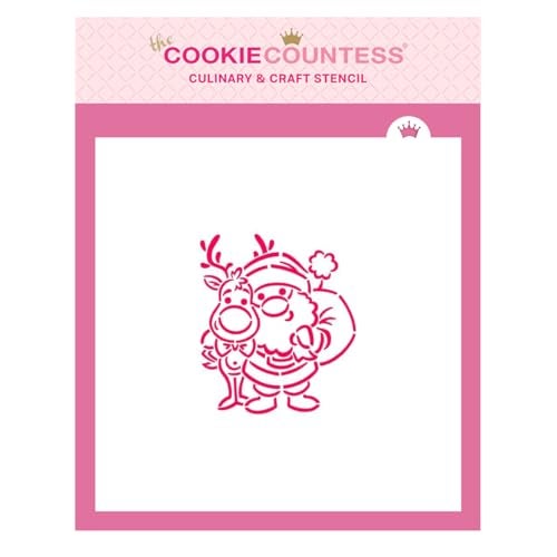 The Cookie Countess Santa and Rudolph Stencil Drawn by Krista